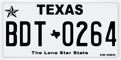 TX license plate BDT0264