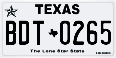 TX license plate BDT0265