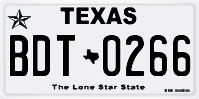 TX license plate BDT0266