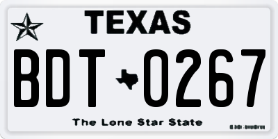 TX license plate BDT0267