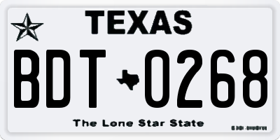 TX license plate BDT0268