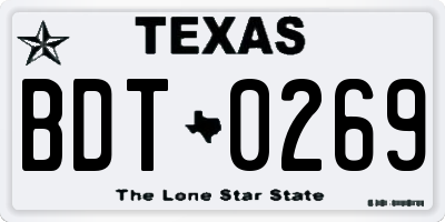 TX license plate BDT0269
