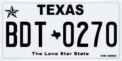 TX license plate BDT0270