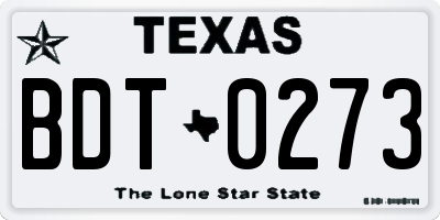 TX license plate BDT0273