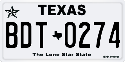 TX license plate BDT0274