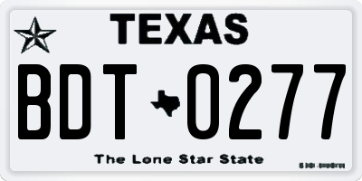 TX license plate BDT0277