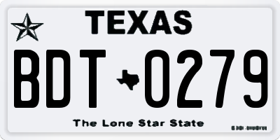 TX license plate BDT0279