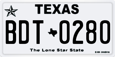 TX license plate BDT0280