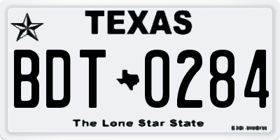 TX license plate BDT0284