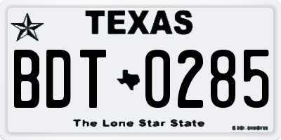 TX license plate BDT0285