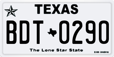 TX license plate BDT0290