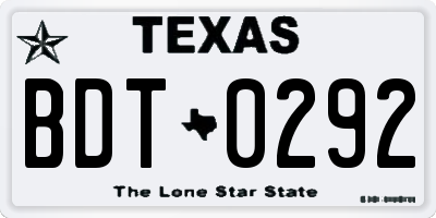 TX license plate BDT0292