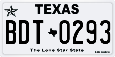 TX license plate BDT0293