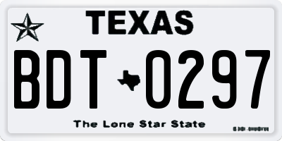 TX license plate BDT0297