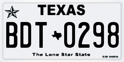 TX license plate BDT0298