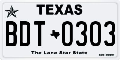 TX license plate BDT0303