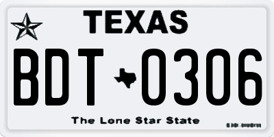 TX license plate BDT0306