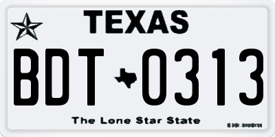 TX license plate BDT0313