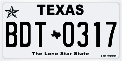 TX license plate BDT0317