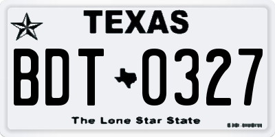 TX license plate BDT0327