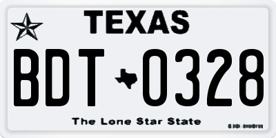 TX license plate BDT0328