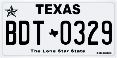 TX license plate BDT0329