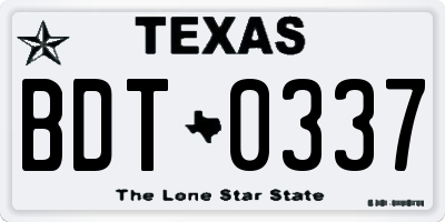 TX license plate BDT0337