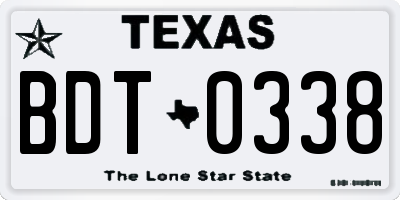 TX license plate BDT0338