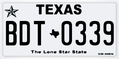 TX license plate BDT0339