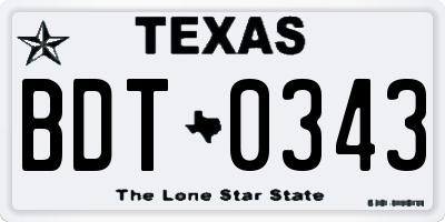 TX license plate BDT0343