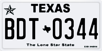 TX license plate BDT0344