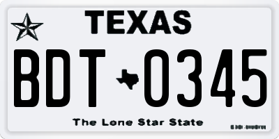 TX license plate BDT0345