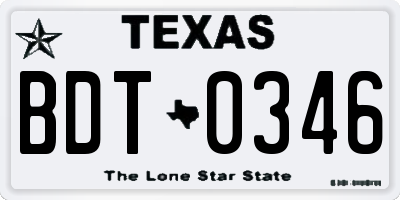 TX license plate BDT0346
