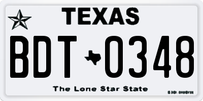TX license plate BDT0348