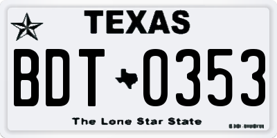 TX license plate BDT0353