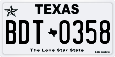 TX license plate BDT0358