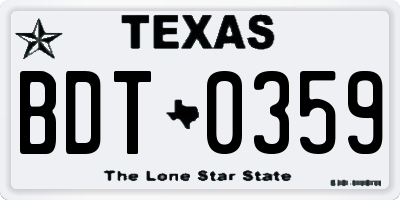 TX license plate BDT0359
