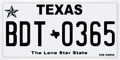 TX license plate BDT0365