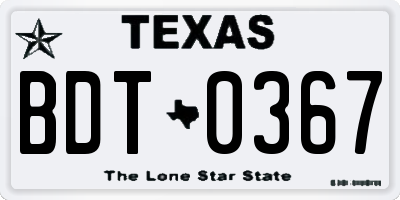 TX license plate BDT0367