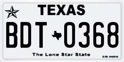 TX license plate BDT0368