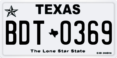 TX license plate BDT0369