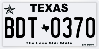 TX license plate BDT0370