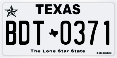 TX license plate BDT0371