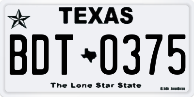 TX license plate BDT0375