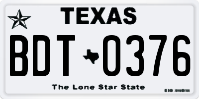 TX license plate BDT0376