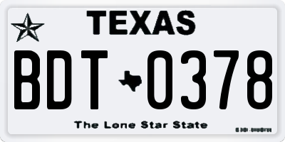 TX license plate BDT0378