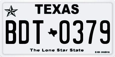 TX license plate BDT0379