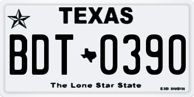 TX license plate BDT0390