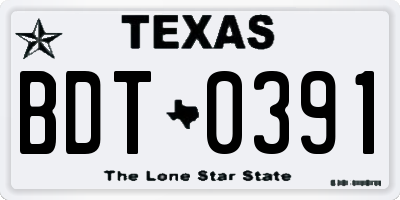 TX license plate BDT0391