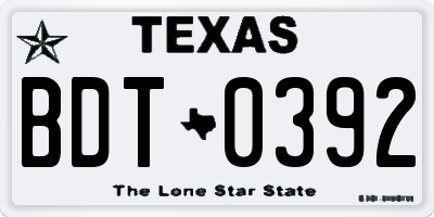 TX license plate BDT0392